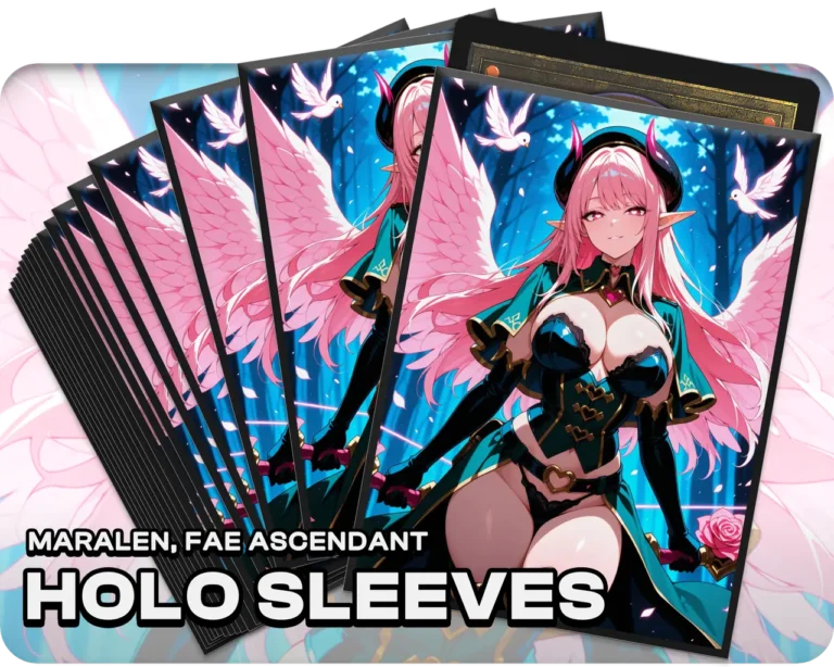 Maralen, Fae Ascendant holo sleeves, pack artwork