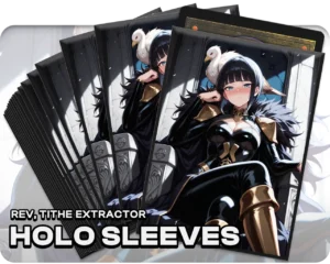 Rev, Tithe Extractor holo sleeves, pack artwork