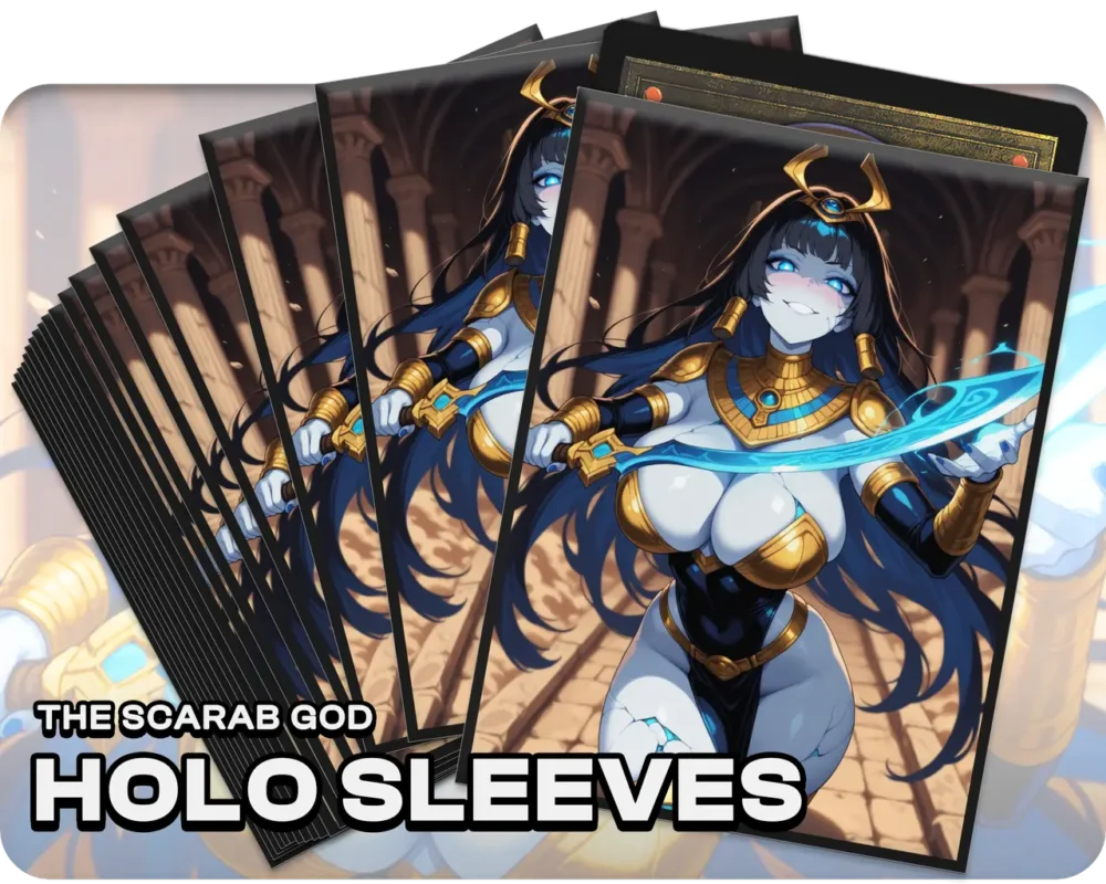 The Scarab God holo sleeves, pack artwork